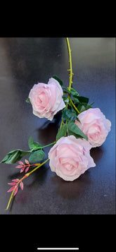 Fir trandafiri artificiali roz pal 80cm – flori decorative material textil